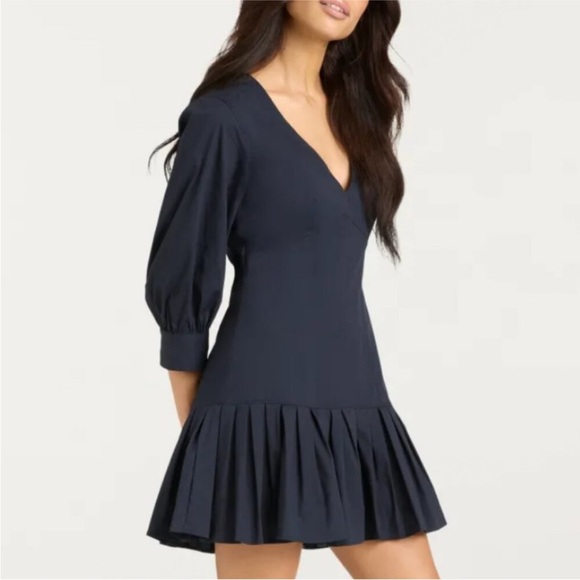 Cinq à Sept 5a7 Sawyer Cotton Blend Mini Dress Navy - Picture 3 of 9